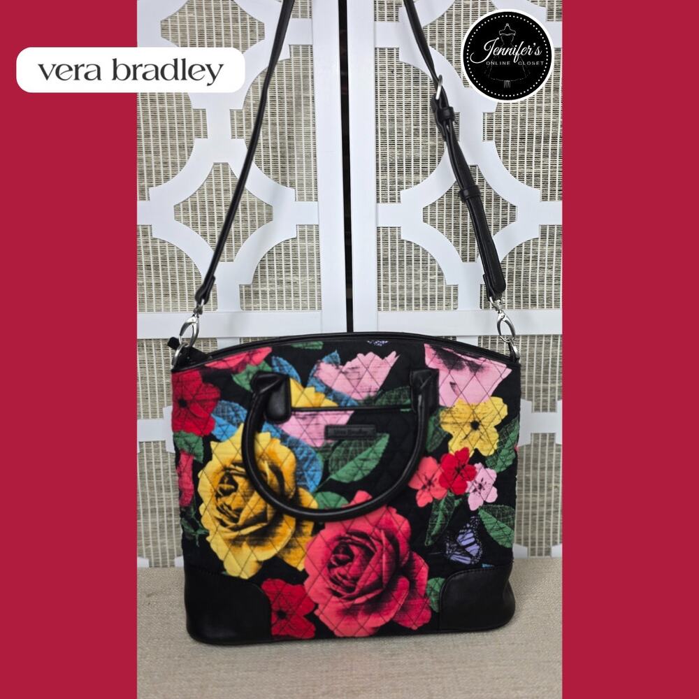 Vera Bradley Retired Pattern Havana Rose Day Off Satchel Crossbody Bag